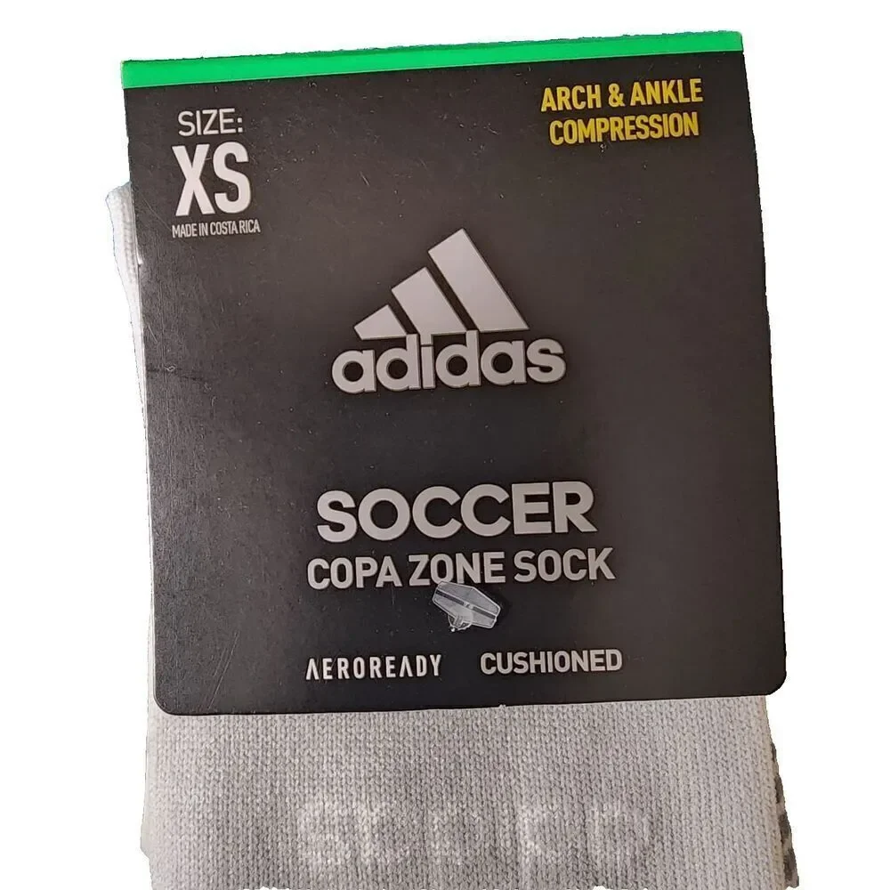Adidas Soccer Copa Zone Cushion IV OTC Sock XS Youth Size 9C-1Y - Grey and White